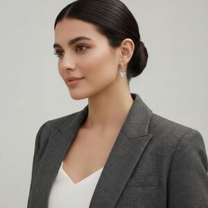 Estella Bartlett Glossy Polished Heart Padlock Drop Hoop Earrings Silver NWT